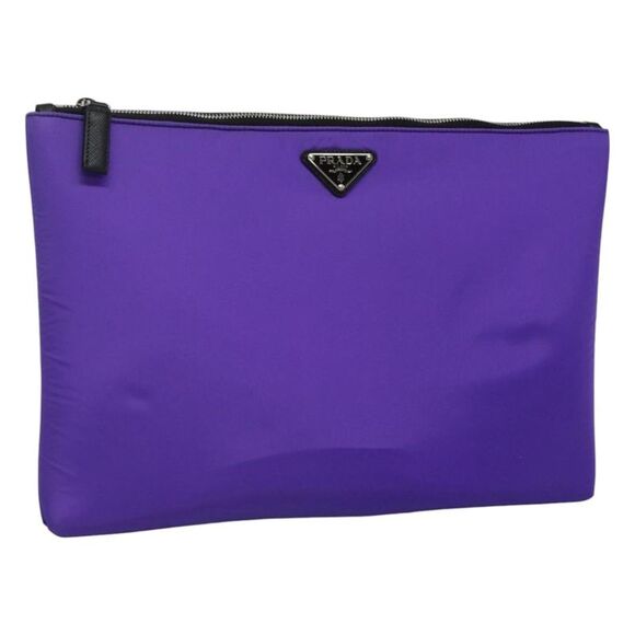 Prada Re-Nylon Purple Synthetic Clutch Bag (Pre-Owned) - Picture 13 of 16